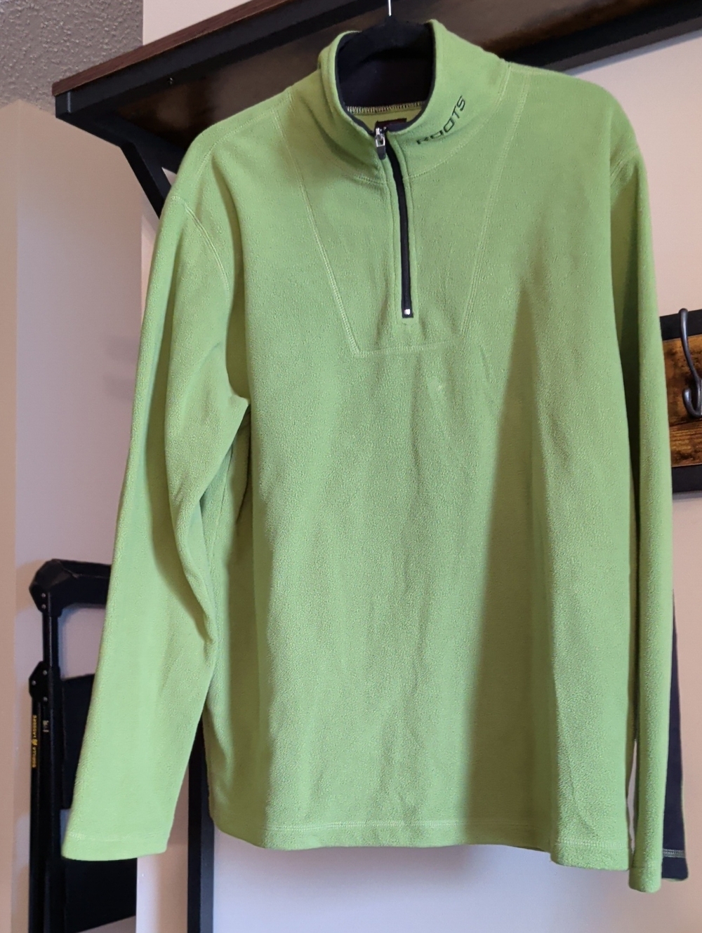 Roots Men's Lime Green Half-Zip Fleece Pullover
